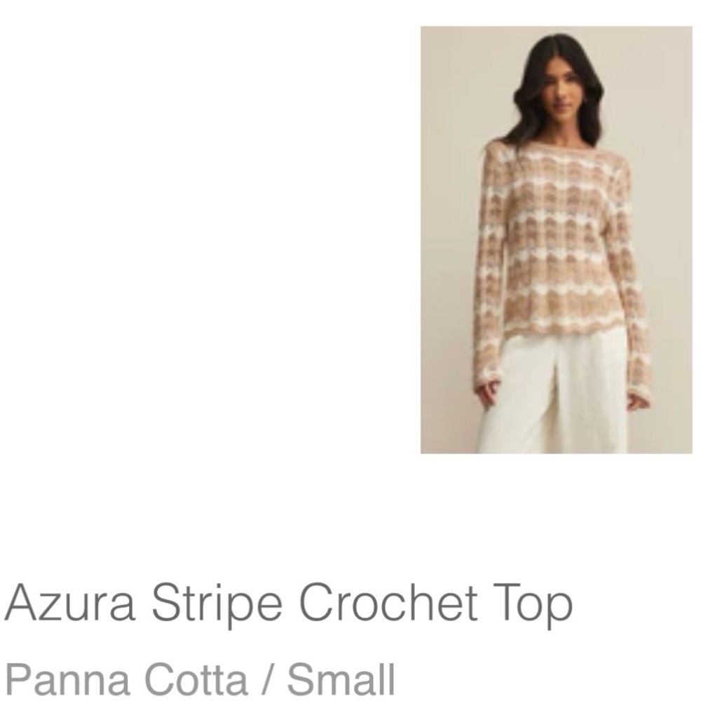 Z Supply Azura stripe crochet top in panda cotta - Picture 3 of 3